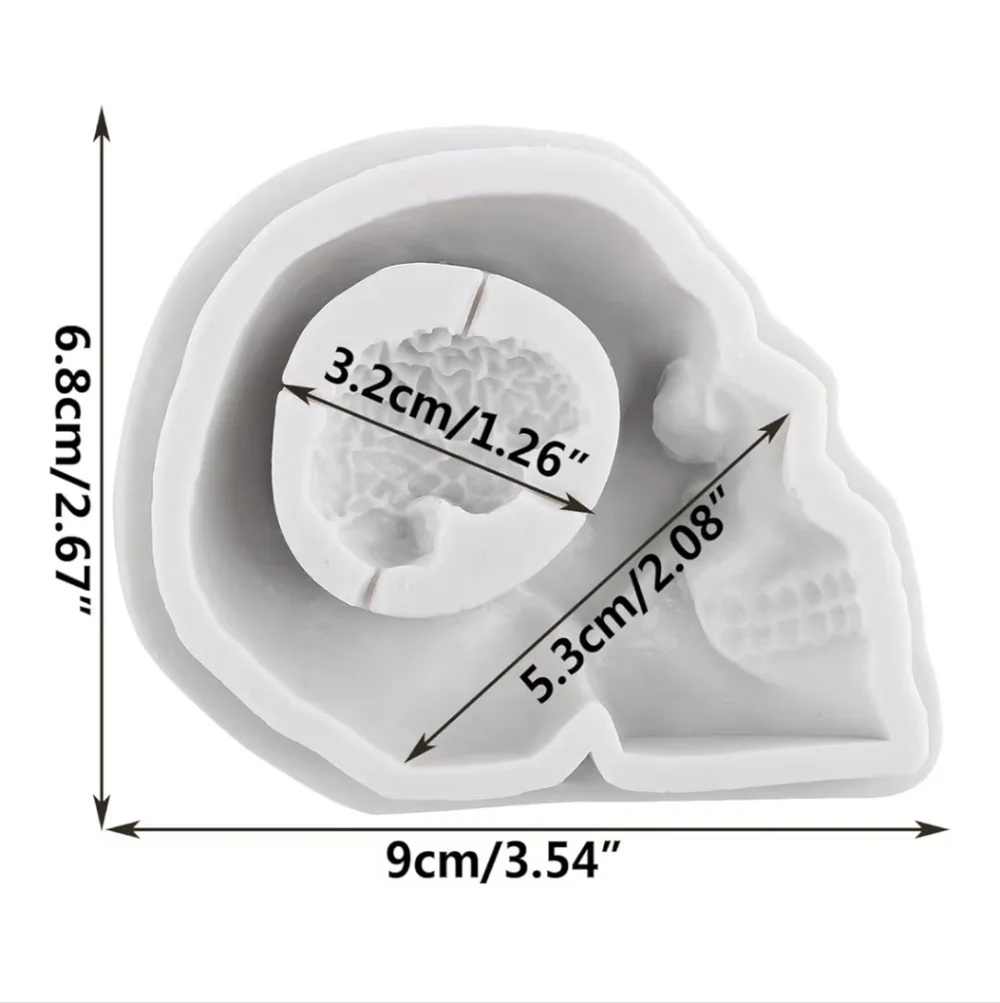 Anatomical Skull Brain Silicone‎ Mold Resin Candle Soap DIY Craft Tool White